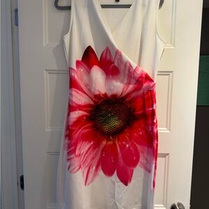 White Dress with Pink Floral Design